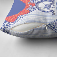Queen Salote College 100 Years Personalized Pillow Cover Tonga QSC Heilala Lei White Ngatu Pattern LT14 - Polynesian Pride