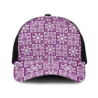 Poni Palaka Quilt Hawaii Baseball Net Cap Hawaiian Tropical Monstera Sea Turtle LT14 One Size Black Purple - Polynesian Pride