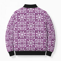 Poni Palaka Quilt Hawaii Bomber Puffer Jacket Hawaiian Tropical Monstera Sea Turtle LT14 - Polynesian Pride