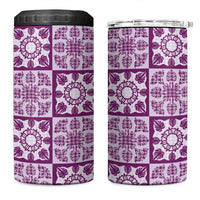 Poni Palaka Quilt Hawaii 4 in 1 Can Cooler Tumbler Hawaiian Tropical Monstera Sea Turtle