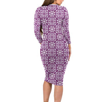 Poni Palaka Quilt Hawaii Family Matching Long Sleeve Bodycon Dress and Hawaiian Shirt Hawaiian Tropical Monstera Sea Turtle
