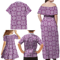 Poni Palaka Quilt Hawaii Family Matching Off Shoulder Maxi Dress and Hawaiian Shirt Hawaiian Tropical Monstera Sea Turtle
