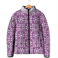 Poni Palaka Quilt Hawaii Padded Jacket Hawaiian Tropical Monstera Sea Turtle