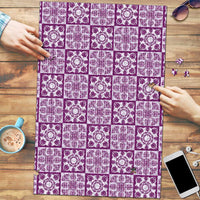 Poni Palaka Quilt Hawaii Puzzle Hawaiian Tropical Monstera Sea Turtle LT14 Purple - Polynesian Pride
