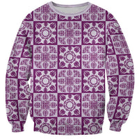 Poni Palaka Quilt Hawaii Sweatshirt Hawaiian Tropical Monstera Sea Turtle LT14 Unisex Purple - Polynesian Pride