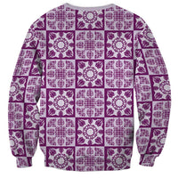 Poni Palaka Quilt Hawaii Sweatshirt Hawaiian Tropical Monstera Sea Turtle LT14 - Polynesian Pride