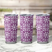 Poni Palaka Quilt Hawaii Tumbler Cup Hawaiian Tropical Monstera Sea Turtle
