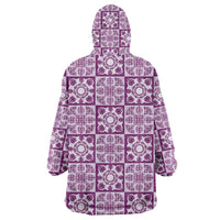 Poni Palaka Quilt Hawaii Wearable Blanket Hoodie Hawaiian Tropical Monstera Sea Turtle