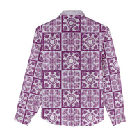 Poni Palaka Quilt Hawaii Women Casual Shirt Hawaiian Tropical Monstera Sea Turtle