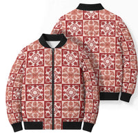 Ulaula Palaka Quilt Hawaii Bomber Puffer Jacket Hawaiian Tropical Monstera Sea Turtle LT14 - Polynesian Pride