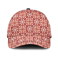 Ulaula Palaka Quilt Hawaii Classic Cap Hawaiian Tropical Monstera Sea Turtle LT14 Universal Fit Red - Polynesian Pride