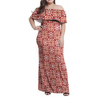 Ulaula Palaka Quilt Hawaii Family Matching Off Shoulder Maxi Dress and Hawaiian Shirt Hawaiian Tropical Monstera Sea Turtle