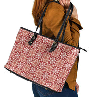 Ulaula Palaka Quilt Hawaii Leather Tote Bag Hawaiian Tropical Monstera Sea Turtle