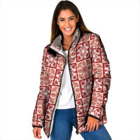 Ulaula Palaka Quilt Hawaii Padded Jacket Hawaiian Tropical Monstera Sea Turtle