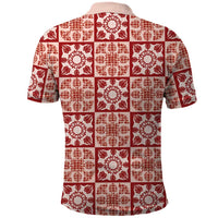 Ulaula Palaka Quilt Hawaii Polo Shirt Hawaiian Tropical Monstera Sea Turtle LT14 - Polynesian Pride
