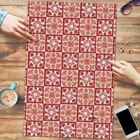 Ulaula Palaka Quilt Hawaii Puzzle Hawaiian Tropical Monstera Sea Turtle LT14 Red - Polynesian Pride
