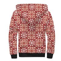 Ulaula Palaka Quilt Hawaii Sherpa Hoodie Hawaiian Tropical Monstera Sea Turtle LT14 - Polynesian Pride
