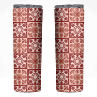 Ulaula Palaka Quilt Hawaii Skinny Tumbler Hawaiian Tropical Monstera Sea Turtle