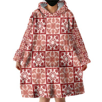 Ulaula Palaka Quilt Hawaii Wearable Blanket Hoodie Hawaiian Tropical Monstera Sea Turtle LT14 - Polynesian Pride