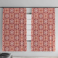 Ulaula Palaka Quilt Hawaii Window Curtain Hawaiian Tropical Monstera Sea Turtle LT14 With Hooks Red - Polynesian Pride