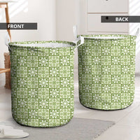 Omaomao Palaka Quilt Hawaii Laundry Basket Hawaiian Tropical Monstera Sea Turtle