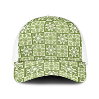 Omaomao Palaka Quilt Hawaii Baseball Net Cap Hawaiian Tropical Monstera Sea Turtle