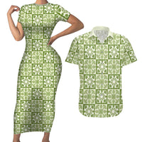 Omaomao Palaka Quilt Hawaii Couples Matching Short Sleeve Bodycon Dress and Hawaiian Shirt Hawaiian Tropical Monstera Sea Turtle