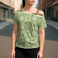 Omaomao Palaka Quilt Hawaii Cross Shoulder Shirt Hawaiian Tropical Monstera Sea Turtle LT14 - Polynesian Pride