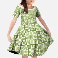 Omaomao Palaka Quilt Hawaii Family Matching Off Shoulder Maxi Dress and Hawaiian Shirt Hawaiian Tropical Monstera Sea Turtle