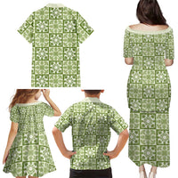 Omaomao Palaka Quilt Hawaii Family Matching Puletasi and Hawaiian Shirt Hawaiian Tropical Monstera Sea Turtle