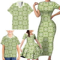 Omaomao Palaka Quilt Hawaii Family Matching Short Sleeve Bodycon Dress and Hawaiian Shirt Hawaiian Tropical Monstera Sea Turtle