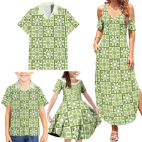 Omaomao Palaka Quilt Hawaii Family Matching Summer Maxi Dress and Hawaiian Shirt Hawaiian Tropical Monstera Sea Turtle