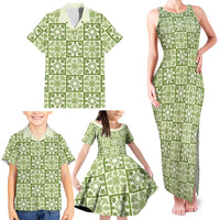 Omaomao Palaka Quilt Hawaii Family Matching Tank Maxi Dress and Hawaiian Shirt Hawaiian Tropical Monstera Sea Turtle