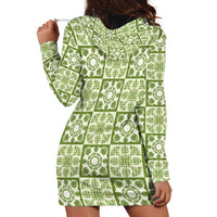 Omaomao Palaka Quilt Hawaii Hoodie Dress Hawaiian Tropical Monstera Sea Turtle