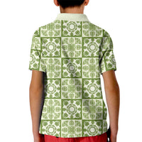 Omaomao Palaka Quilt Hawaii Kid Polo Shirt Hawaiian Tropical Monstera Sea Turtle LT14 - Polynesian Pride