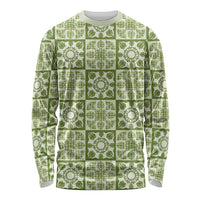 Omaomao Palaka Quilt Hawaii Long Sleeve Shirt Hawaiian Tropical Monstera Sea Turtle LT14 Unisex Green - Polynesian Pride