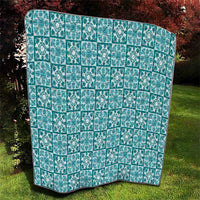 Cyan Palaka Quilt Hawaii Quilt Hawaiian Tropical Monstera Sea Turtle