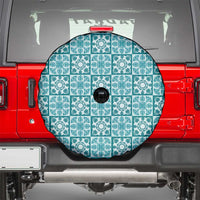 Cyan Palaka Quilt Hawaii Spare Tire Cover Hawaiian Tropical Monstera Sea Turtle LT14 - Polynesian Pride