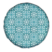 Cyan Palaka Quilt Hawaii Spare Tire Cover Hawaiian Tropical Monstera Sea Turtle LT14 - Polynesian Pride
