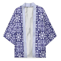 Polu Palaka Quilt Hawaii Kimono Hawaiian Tropical Monstera Sea Turtle LT14 Unisex Blue - Polynesian Pride