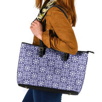 Polu Palaka Quilt Hawaii Leather Tote Bag Hawaiian Tropical Monstera Sea Turtle