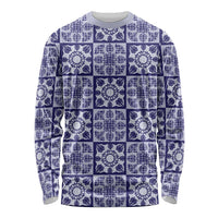 Polu Palaka Quilt Hawaii Long Sleeve Shirt Hawaiian Tropical Monstera Sea Turtle LT14 Unisex Blue - Polynesian Pride