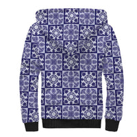 Polu Palaka Quilt Hawaii Sherpa Hoodie Hawaiian Tropical Monstera Sea Turtle