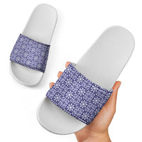 Polu Palaka Quilt Hawaii Slide Sandals Hawaiian Tropical Monstera Sea Turtle