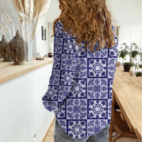 Polu Palaka Quilt Hawaii Women Casual Shirt Hawaiian Tropical Monstera Sea Turtle
