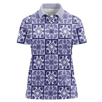 Polu Palaka Quilt Hawaii Women Polo Shirt Hawaiian Tropical Monstera Sea Turtle