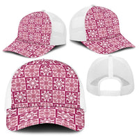 Akala Palaka Quilt Hawaii Baseball Net Cap Hawaiian Tropical Monstera Sea Turtle LT14 - Polynesian Pride
