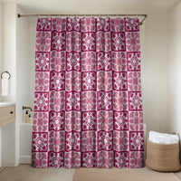 Akala Palaka Quilt Hawaii Bathroom Set Hawaiian Tropical Monstera Sea Turtle LT14 Shower Curtain Only Pink - Polynesian Pride