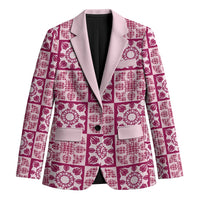Akala Palaka Quilt Hawaii Blazer Hawaiian Tropical Monstera Sea Turtle LT14 Unisex Pink - Polynesian Pride