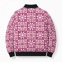 Akala Palaka Quilt Hawaii Bomber Puffer Jacket Hawaiian Tropical Monstera Sea Turtle